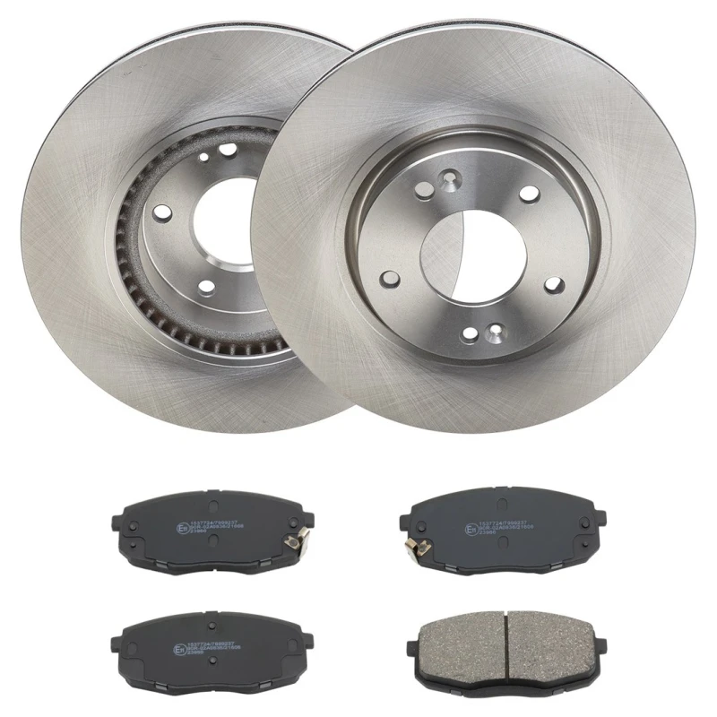Image of RIDEX 3405B2500 Brake disc and pads set Front Axle, Brake Disc Type: internally vented, with acoustic wear warning Brake Set,disc brakes (3405)