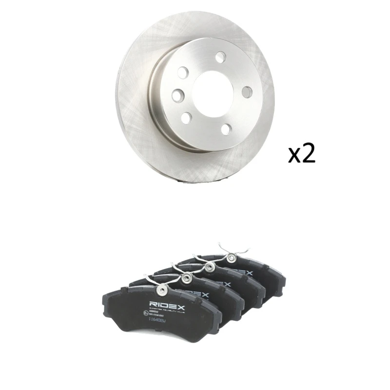 Image of RIDEX 3405B1787 Brake disc and pads set Front Axle, Brake Disc Type: Solid Brake Set,disc brakes (3405)
