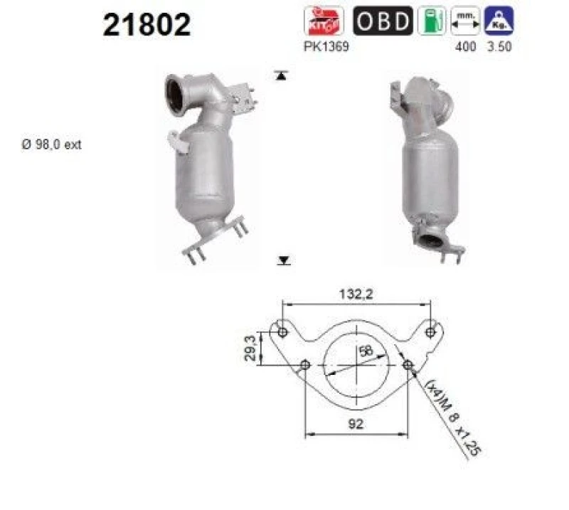 Image of AS Catalytic converter AS 21802