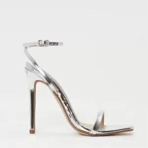 image of Missguided Strappy Barely There Heels - Silver