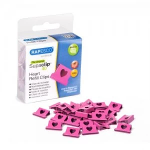 Image of Rapesco Supaclip No. 40 Refill Clips Hearts PK100