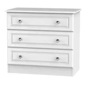 image of Lisbon Ready Assembled Wide Three Drawer Chest White