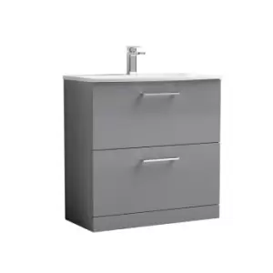 image of Nuie Arno 800mm Floor Standing 2 Drawer Vanity & Basin 4 Cloud Grey