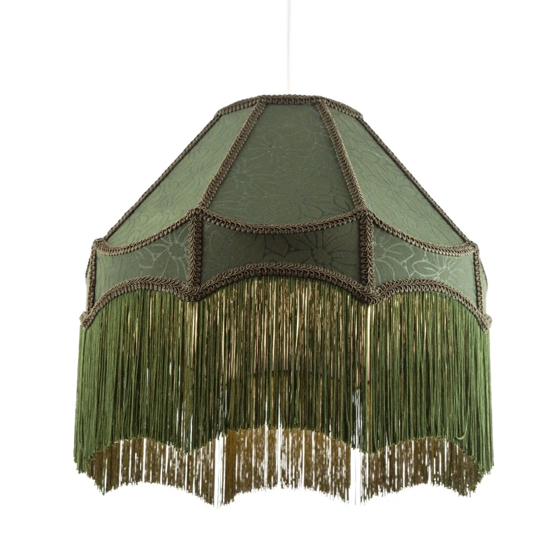 Image of Happy Homewares Classic Forest Green Floral Jacquard Victorian Empire Pendant Shade in Dark Green Size: 16" Dark Green Unisex 16"