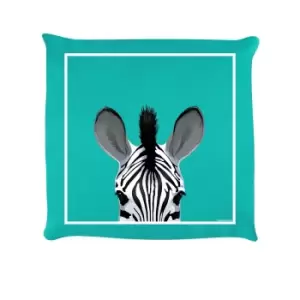 Image of Inquisitive Creatures Zebra Filled Cushion (One Size) (Turquoise)