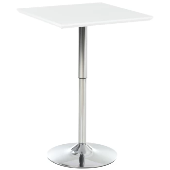 Image of HOMCOM Square Height Adjustable Bar Table Counter Pub Desk with Metal Base for Home Bar, Dining Room, Kitchen, White AOSOM UK