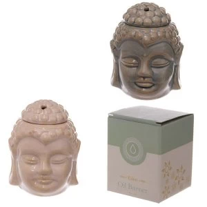 image of Ceramic Buddha Head Design Crackle Glazed Oil Burner (1 Random Supplied)