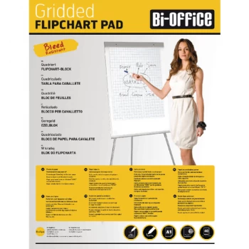 image of Bi-Office White A1 Gridded Flipchart Pads Pack of 5 FL012301