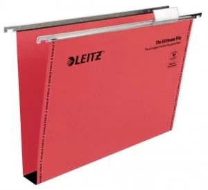 image of Leitz Ultimate Clenched Bar Susp File Foolscap Red BX50