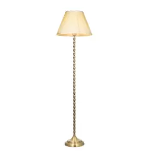 image of Suki & Chatsworth Base & Shade Floor Lamp Antique Brass Plate & Ivory Silk