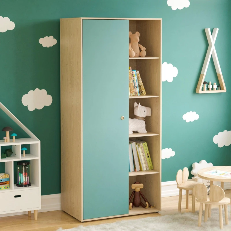 Image of Lassic Junior Vida Neptune 1 Door Wardrobe Blue & Oak unisex 1 Door