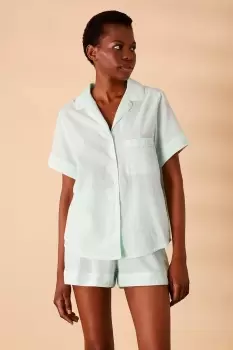Image of Seersucker Stripe Shorts Pyjama Set