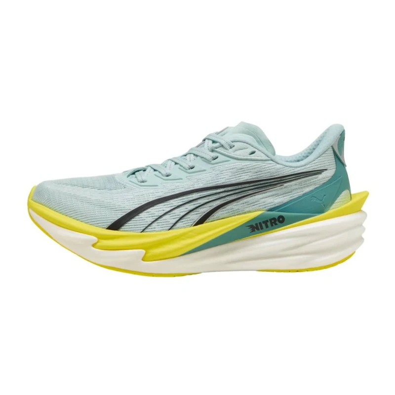 Image of Puma Deviate NITRO 4 Shoes Blue Yellow SS26 Womens, Size 37 - EUR