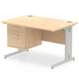 Image of Impulse 1200 Rectangle Silver Cable Managed Leg Desk MAPLE 1 x 2