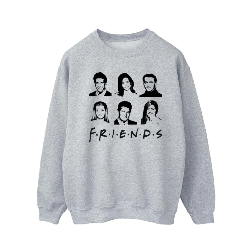 Image of Friends Friends Men Faces Logo Sweatshirt in Grey Size: Small Grey S Male 5063376926799