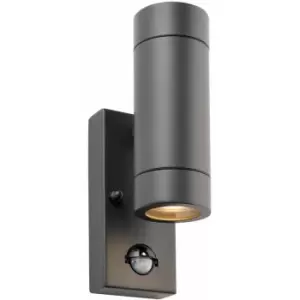 image of Loops - Twin Up & Down Wall Light with pir Sensor - 2 x 7W GU10 LED - Anthracite Grey