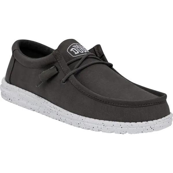 image of Hey Dude Mens Wally Slub Slip On Trainers Shoes - UK 10 Grey male GDE2662DKG10