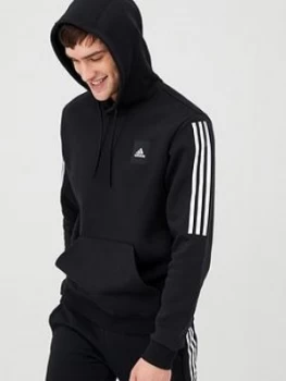 Image of Adidas 3 Stripe Overhead Hoodie - Black