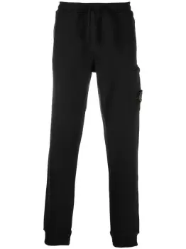 image of STONE ISLAND Tapered Fleece Track Trousers Black