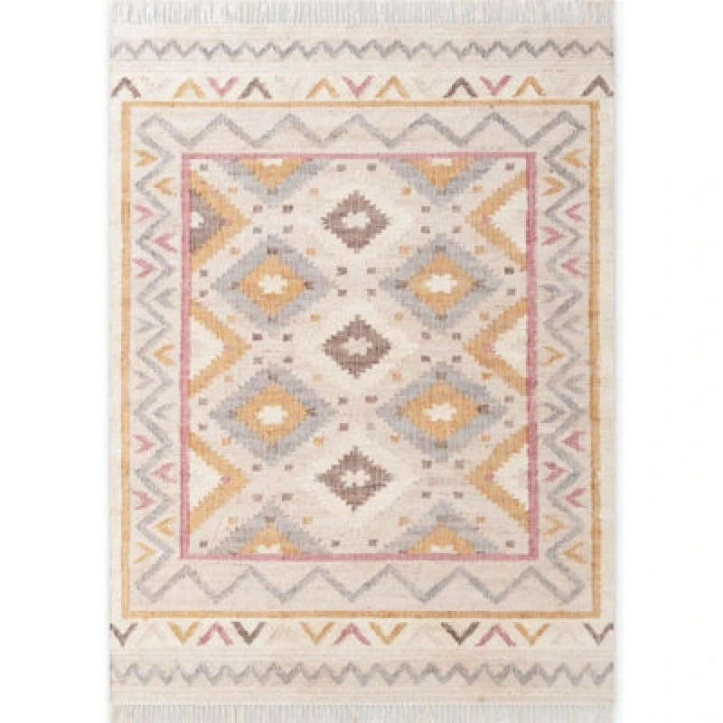 Image of The Rugs Roya Afghan Kelim Runner Rug Handwoven Flatweave Jute Cotton In Cream
