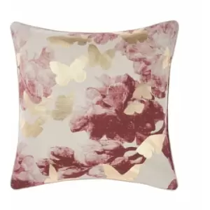 image of Linen House - Floriane Digital Print 100% Cotton Piped Cushion Cover, Multi, 50 x 50 Cm