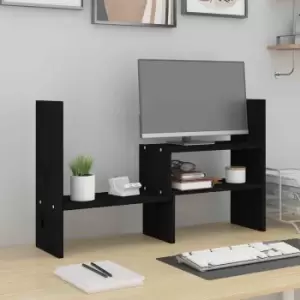 Image of Vidaxl Monitor Stand Black (39-72)x17X43cm Solid Wood Pine