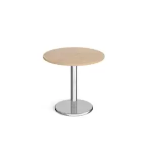 image of Pisa circular dining table with round chrome base 800mm - kendal oak