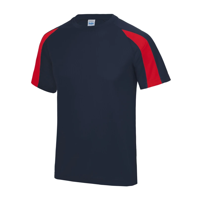 Image of AWDis Just Cool Contrast Plain Sports T-Shirt in Mid Navy Size: 12-13 Years Mid Navy Unisex 12-13 Years
