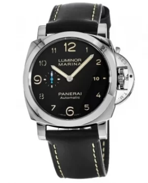 Image of Panerai Luminor Marina Automatic Acciaio 44mm Black Dial Leather Strap Mens Watch PAM01359 PAM01359