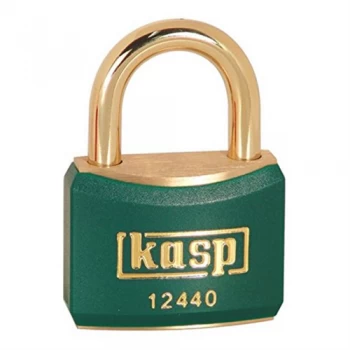 image of Kasp 40mm Brass Padlock with Green Plastic Coating