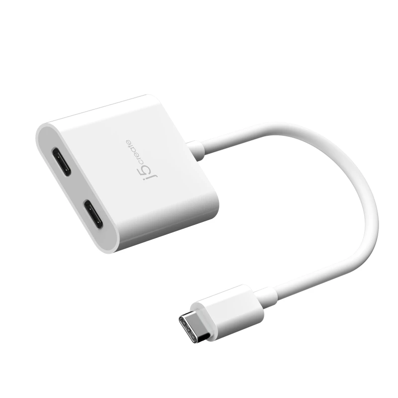 Image of j5create USB-C to Dual USB-C with Video or Power Delivery