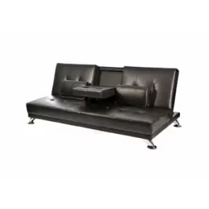 image of Indiana Three Seater Black Cup Holder Sofa Bed