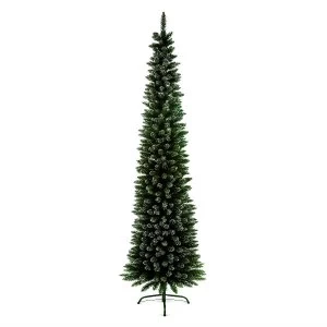 Image of Premier Decoration Ltd Premier Flocked Pencil Christmas Tree - 2m 6.5ft