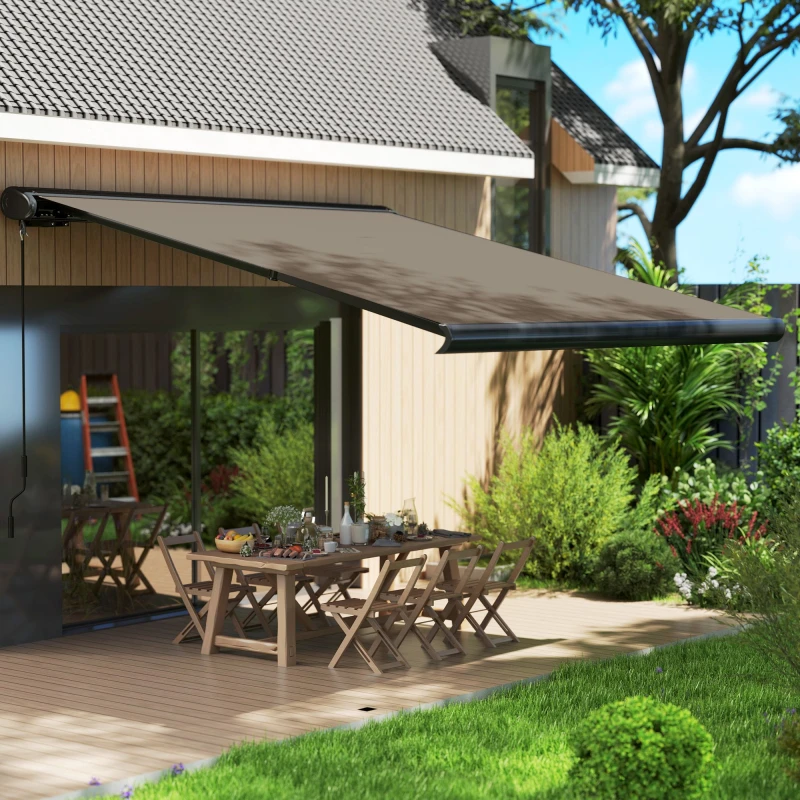 Image of Outsunny DIY Retractable Canopy with Remote Controller for Patio, Light Grey Light Grey