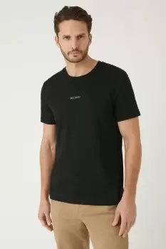 Image of Mens Black Short Sleeve Numerals Print T-Shirt