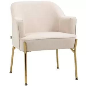 image of HOMCOM Fabric Accent Chair, Modern Armchair with Metal Legs for Living Room, Bedroom, Home Office, White