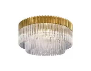 image of Ceiling Round 12 Light E14, Brass, Clear Glass, Item Weight: 28.4kg