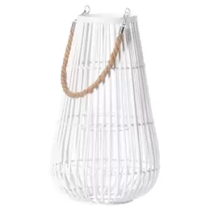 Image of Domed White Lantern With Rope Detail