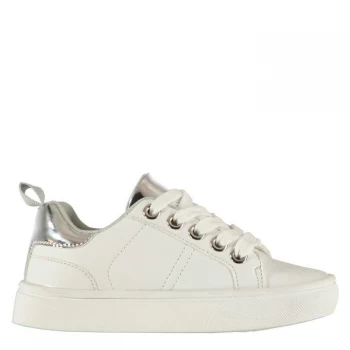 Image of Fabric Low Block Infants Trainers - White/Silver