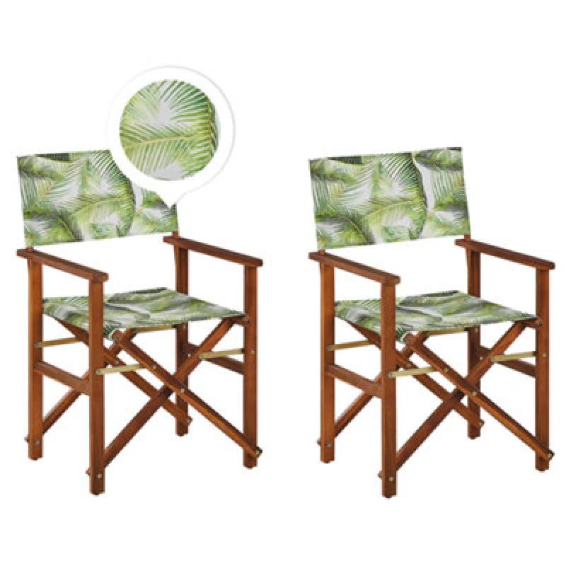 Image of Beliani Set Of 2 Garden Chairs Cine Acacia Wood Light Green