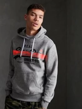 Image of Superdry Vintage Label Hoody, Grey Size M Men