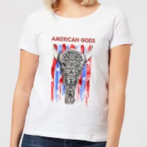 Image of American Gods Skull Flag Womens T-Shirt - White