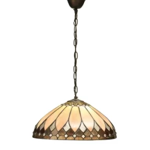 image of Brooklyn 1 Light Medium Ceiling Pendant Dark Bronze, Tiffany glass, E27