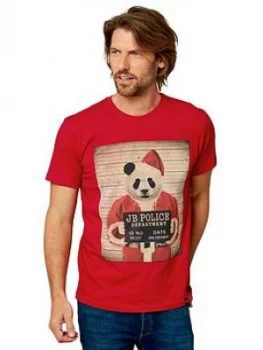 Joe Browns Christmas Criminal T-Shirt - Red , Red, Size S, Men