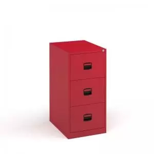 image of Steel 3 drawer contract filing cabinet 1016mm high - red