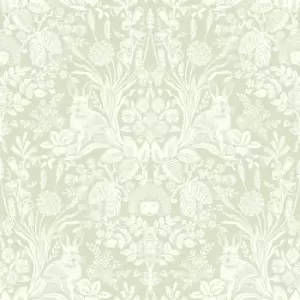 Image of Holden Decor Damask Harlen Woodland Sage Green Wallpaper