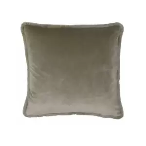 Image of Riva Paoletti Freya Fringed Cushion Cover, Taupe, 45 x 45 Cm