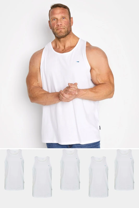 Image of BadRhino BadRhino Men 5 Pack Vest Tops in White Size: 3X-Large White XXXL Male 5063111740901