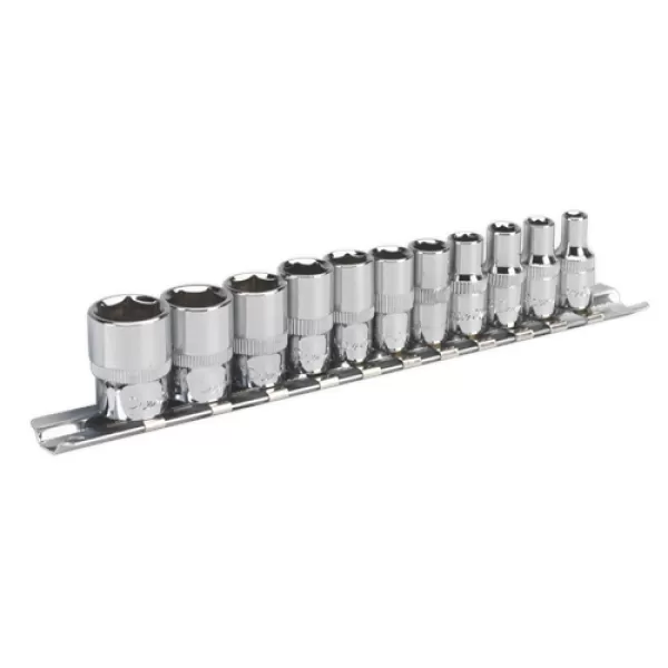 image of Genuine SEALEY AK2670 Socket Set 11pc 1/4Sq Drive 6pt WallDrive&#174; Imperial