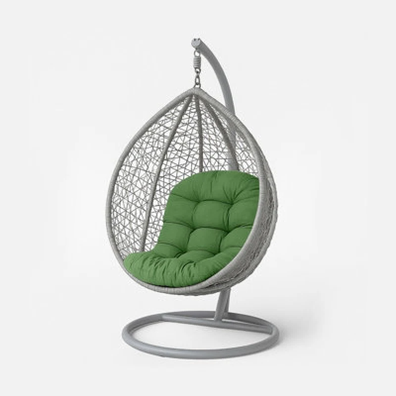 Image of Homescapes Hanging Swing Chair Cushions For Garden, Outdoor Egg Chair Seat Pad Cushions, Olive Green, 80 X 120 Cm